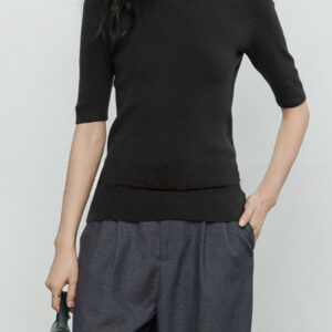 Ribbed Merino Cap Sleeve Knit Top