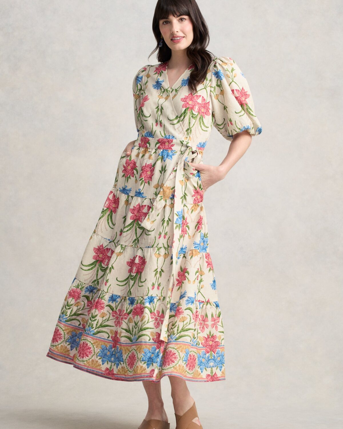 Tiered Wrap Dress- Paradise Print