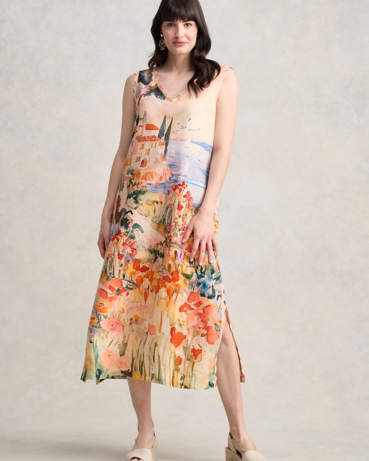 Scallop Scenic Dress - Coastal Scenic Print