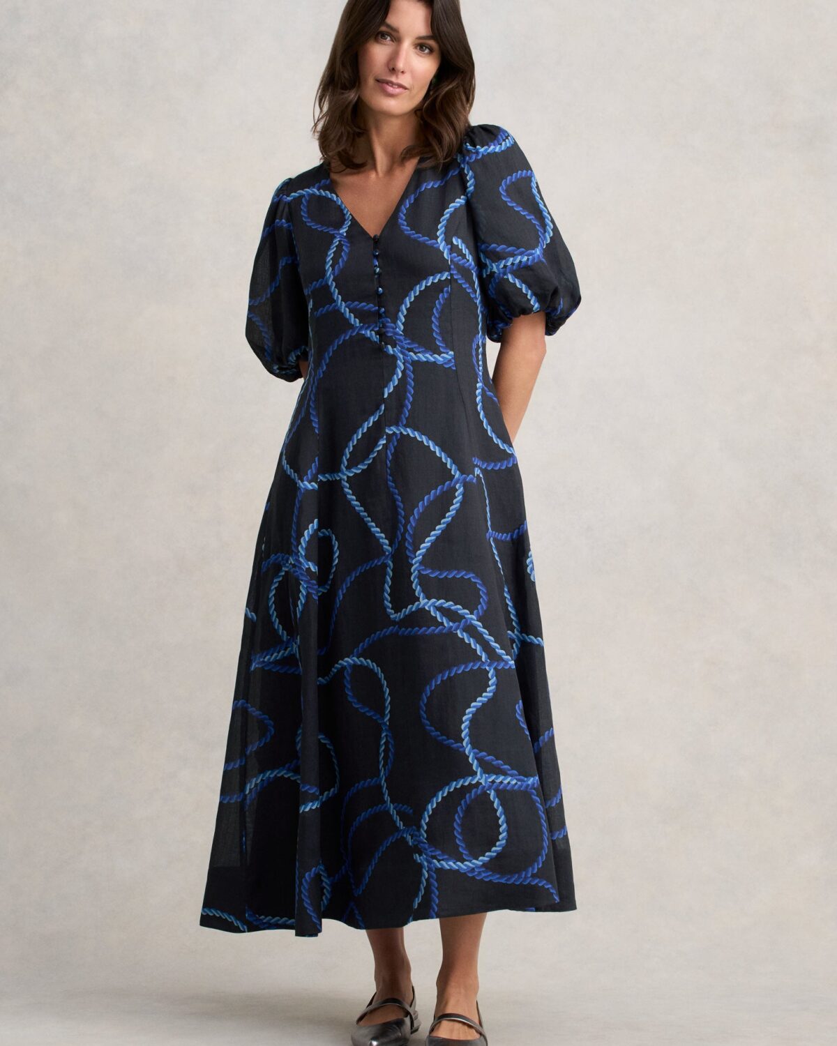 Event Dress - Ink Rope Print