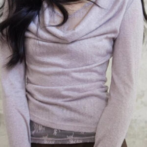Mock Two Piece Draped Lace Knit Top