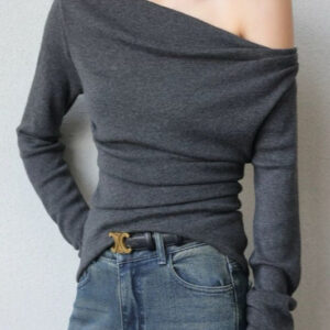 Chic Off Shoulder Fitted Knit Top